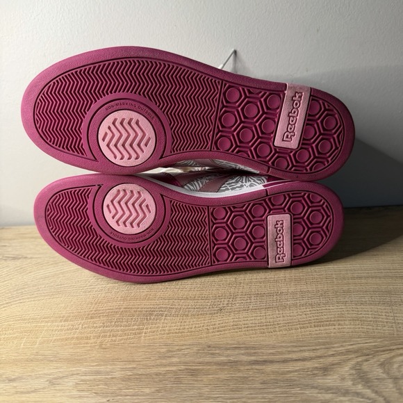 Reebok Freestyle Hi High Top Sneakers Pink White Pattern Womens Size 7 Aerobic - Picture 7 of 10